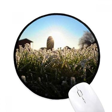 Imagem de DIYthinker Cenário da natureza da ciência sol verde floresta mouse pad desktop escritório tapete redondo para computador