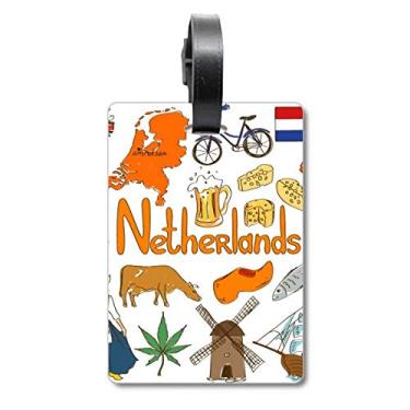 Imagem de Holanda Landscap Animals Bandeira Nacional Maleta Etiqueta Bagagem Cartão Pendurado Etiqueta Scutcheon, Multicolorido.