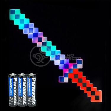 Imagem de Kit Brinquedo Espada Pixel Minecraft 58cm C/Som Luz+3 Pilhas