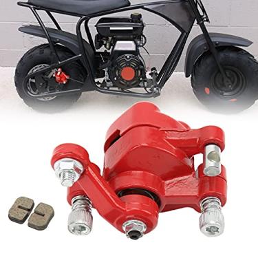 Imagem de Pinça de freio a disco traseiro de substituição para Motovox MBX10 MBX11 MBX12 Mini Bike Moto MM‑B80, almofada de pinça de freio a disco vermelha com 2 pastilhas de freio de liga de aço