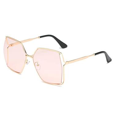 Imagem de Óculos de sol de luxo com lente oca para mulheres vintage liga superdimensionada óculos de sol feminino tons elegantes, rosa dourado, tamanho único