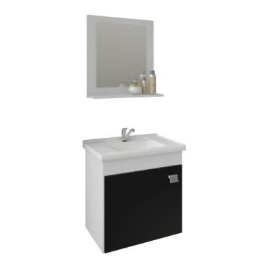 Imagem de Gabinete Iris Mgm 44cm Para Banheiro Com Espelheira - Branco/Preto