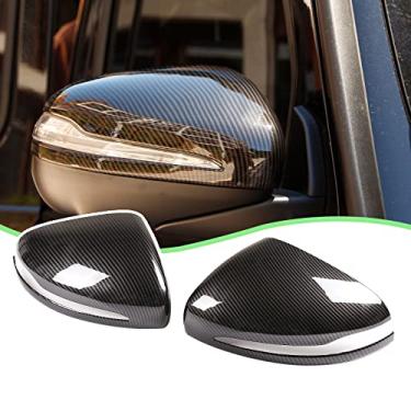 Imagem de PIUGILH Capa de espelho retrovisor com padrão de fibra de carbono ABS decoração exterior para Mercedes Benz G Wagon W464 G Class W463 G500 G550 G63 G65 2019 2020