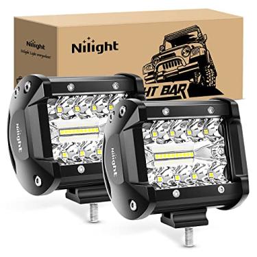 Imagem de Nilight Kit de lâmpadas de LED 2 peças 10 cm 60 W ponto de inundação lâmpada de condução tripla, para-choques off-road, luzes de trabalho LED para van, campista, vagão, caminhão, caminhão, caminhão,