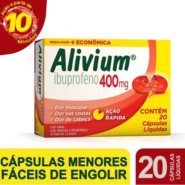 Imagem de Alivium Ibuprofeno 400mg 20 cápsulas 20 Cápsulas Líquidas