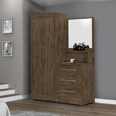Imagem de Guarda Roupa Solteiro Onix Quarto com 2 Portas e 3 Gavetas Amendoa Wood