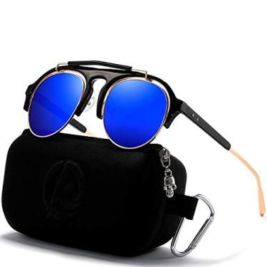 Imagem de Óculos de Sol Masculino Kdeam Nova Steampunk Espelhado Proteção Uv400 Polarizados (C4)
