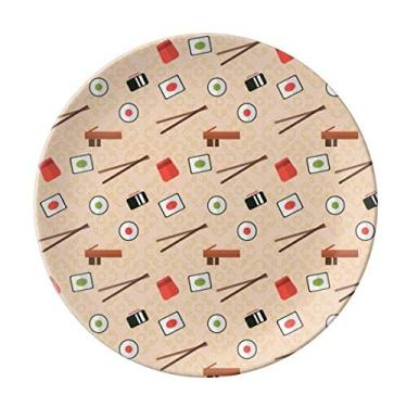 Imagem de Prato Japonês de sushi rosa decorativo de porcelana salver louça de jantar
