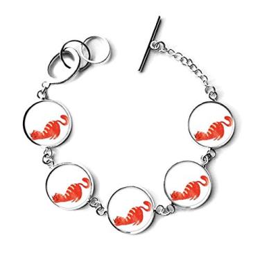 Imagem de DIYthinker Bracelete com pingente de corrente em aquarela de gato gordo para alongamento