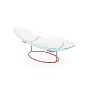 Imagem de Suporte De Ferro Rose Com Travessa Oval De Vidro - G