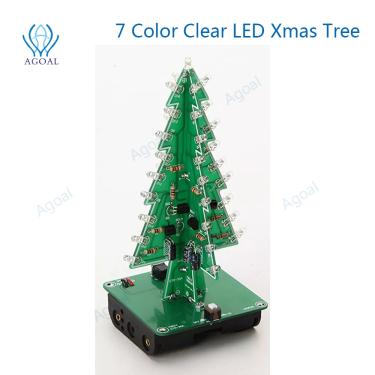 Imagem de Kit diy de árvore de natal 3d  circuito com led e flash de luz de 7 cores  árvores de natal  led