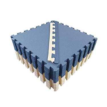 Imagem de Kit 8 Tatame Tapete Loja da Maria EVA 50x50x2cm 20mm Azul Marinho e Creme