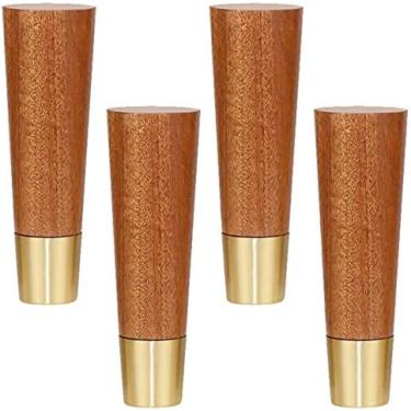 Imagem de Conjunto De 4 Pernas De Móveis De Madeira Maciça, Pernas De Sofá De Madeira De Borracha Cônica, Pernas De Mesa De Centro, Pernas De Banco, Pés De Substituição De Armário Nórdico, Capa De Pé De Lat