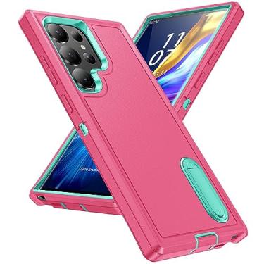 Imagem de Capa antiderrapante para celular de camada dupla para Samsung Galaxy S23 Ultra S 23 Plus S22 Ultra A54 A53 A14 A13 A04S Capas à prova de choque, rosa vermelha, para Galaxy A14 4G