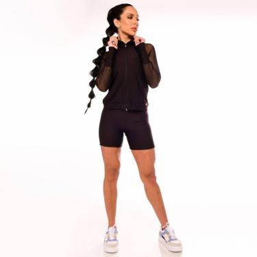 Imagem de Jaqueta Fitness Feminina Corta Vento Preto