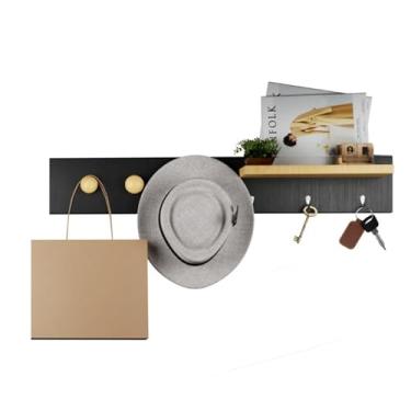 Imagem de ARTMOVELAR - Porta-Chaves de Parede - Gancho de Parede, Organizadores de Parede com Pinos, Decoração de Quarto Aesthetic, Organização e Decoração de Apartamento e Casa - Branco, 60x10