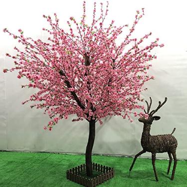 Imagem de Flor de pêssego artificial árvore de cerejeira artificial flor de seda rosa claro interior exterior casamento casa escritório festa decoração rosa - 2 x 1,5 m decoração