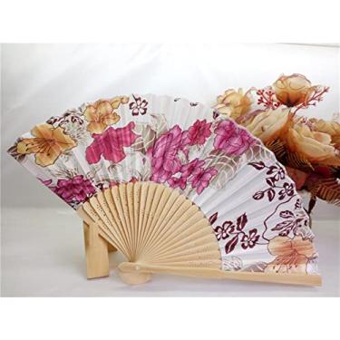 Imagem de Ventilador dobrável 100 leque de casamento de seda, ventilador de mão dobrável japonês, fãs de dança chinesa, presente de chá de casamento personalizado, lembrança de casamento personalizada acessórios decorativos feitos à mão (cor: 11)