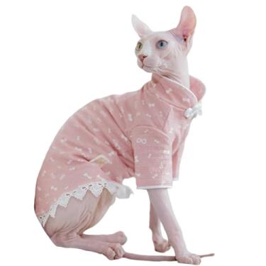 Imagem de UOSIA Roupas de gato Sphynx Cheongsam saia de renda sem pêlos roupas de gato estampado vestido de gato fofo vestidos para cachorro/gato Devon Cat saia tutu roupas de férias de aniversário