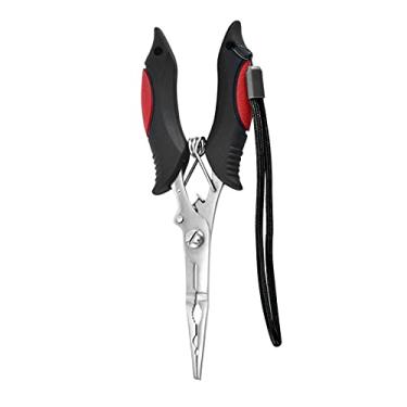 Imagem de Pinças de pesca Pinças de pesca Peixes usam pinças de tesoura multifuncional multifuncional, alicates de pesca de aço inoxidável Alicates Abrir livremente (Color : Red)
