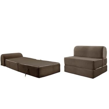 Imagem de Sofá Cama Casal New Extra Suede Marrom - Paropas