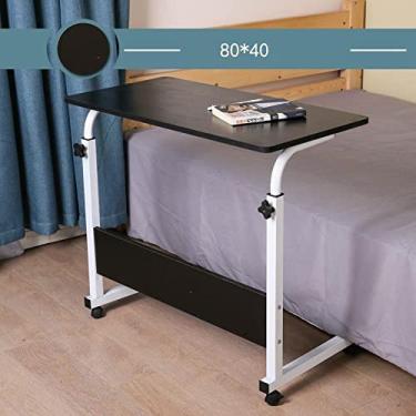 Imagem de Mesa de computador ajustável sobre rodas (altura 21,6-28,7) mesas de escritório em casa rodízios giratórios bandeja de TV sofá sofá café para sala de estar quarto (cor: azul) (preto)