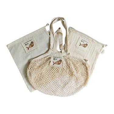 Imagem de Conjunto de slogan e impressora de animais de algodão orgânico simples ecológico (sacos de segurança para produtos de corda, armazenamento de alimentos, caixa de volume, com etiqueta de peso tara e cordão, sem desperdício), "Protect Our Oceans" Seal Set