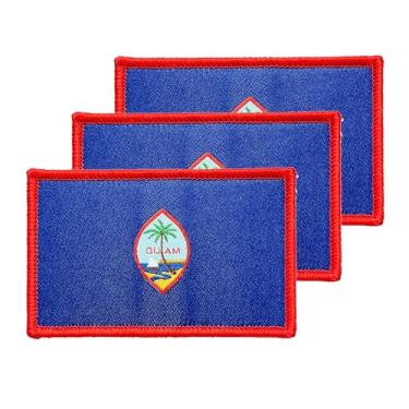 Imagem de 3 peças de emblema da bandeira de Guam Guamanians 5 x 7 cm, gancho laço tático bordado braçadeira bandeira country adesivos para mochila chapéu colete jaqueta.