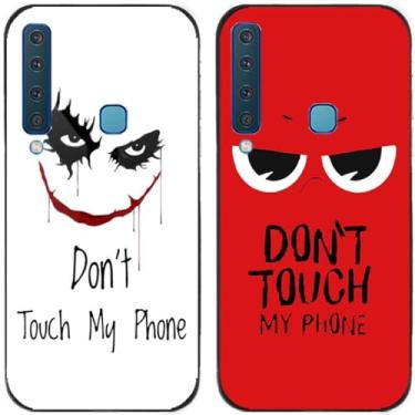 Imagem de 2 peças Smile Don't Touch My Phone impresso TPU gel silicone capa de telefone traseira para Samsung Galaxy todas as séries (Galaxy A9 2018)