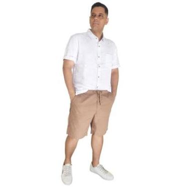 Imagem de Bermuda Hering Masculina Sarja Algodão Marrom Claro Elástico H4FA1ASI-Masculino