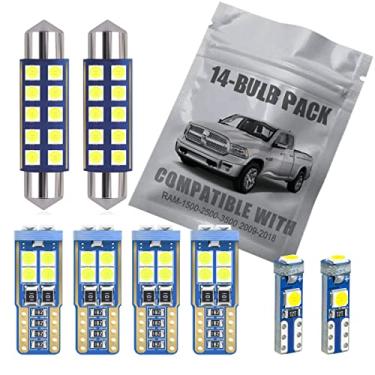 Imagem de EBAIFUN Kit de luz interior LED branco de 14 peças compatível com Dodge Ram 1500 2013 2014 2015 2016 2017 2018 Dodge Ram 1500 2500 3500 3500 Mapa Dome Sun Visor Solar Placa de Licença Pacote de