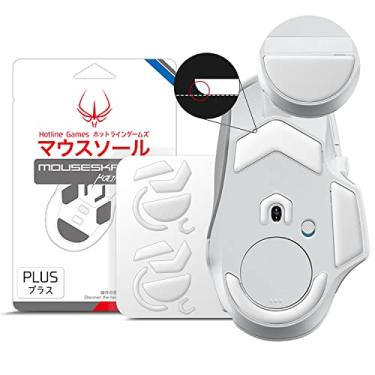 Imagem de 2 conjuntos HOTLINEGAMES 3.0 Plus bordas curvas arredondadas patins para pés de mouse compatíveis com Logitech G502 X com fio/sem fio para jogos de reposição (0,8 mm, liso, PTFE branco puro)