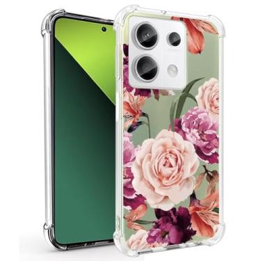 Imagem de sidande Capa para Redmi Note 13 Pro 4G Capa/Poco M6 Pro 4G 23117RA68G Capa para meninas e mulheres, capa protetora de telefone transparente floral macia flexível TPU fina para Xiaomi Redmi Note 13 Pro