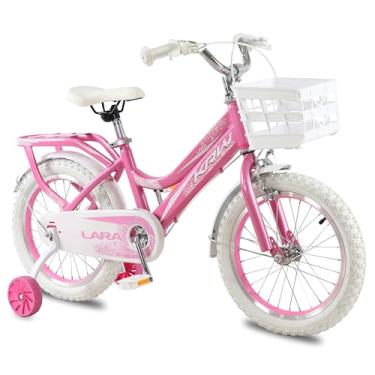 Imagem de Bicicleta KRW Infantil Aro 16 Lara Menina Aço Carbono Freio V-Brake com Rodas Laterais F16 (Rosa/Branco)