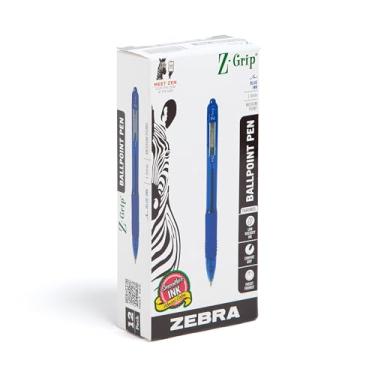 Imagem de Caneta esferográfica retrátil Zebra Pen Z-Grip, ponta média, 1,0 mm, tinta azul, Retrátil, Azul, 12-Pack