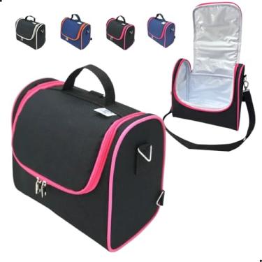 Imagem de Lancheira Térmica Adulto Infantil Masculino Feminino Bolsa Térmica Marmita Alimentos - bubag (Preta c/Rosa)