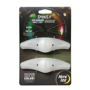 Imagem de Nite Ize Luz de roda SpokeLit - Luz de raio de bicicleta para visibilidade e segurança - Luzes LED para rodas de bicicleta - Luz de roda de bicicleta - Bateria substituível - Disc-O Select (pacote com