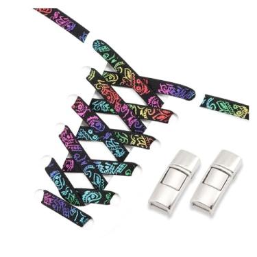 Imagem de Metal Lock Lazy People Shoelace Mix And Match Colors Outdoor Sport Elastic Shoelaces Children Adult Shoe Accessories(Bronz black colorful)