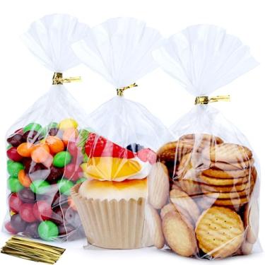 Imagem de ZIMCEMS 100 unidades de sacos de reforço inferior de 12,7 x 17,8 cm, sacos de presente de celofane transparentes, sacos de plástico para presente para brindes de festa, guloseimas, biscoitos de