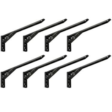 Imagem de Kit 04 Pares Suporte Para Mesa Dobrável Retrátil 30 cm H02 Mão Francesa Preto - Lyam