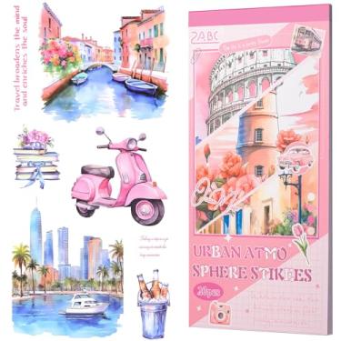 Imagem de YagCu Livro de adesivos de diário, 20 folhas, adesivos de scrapbook, materiais de PET pré-cortados, scrapbook em aquarela para adultos, planejador de balas efêmeras decorativas, artesanato