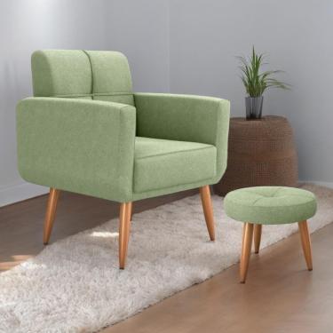 Imagem de Conjunto Poltrona E Puff Decorativos Josh Boucle Oliva