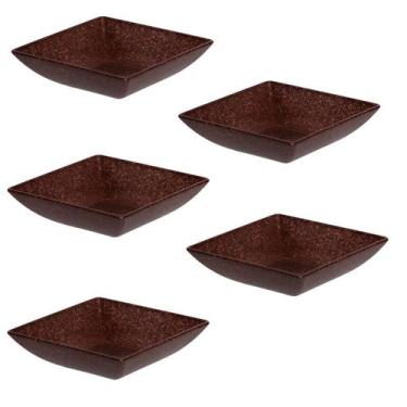 Imagem de 5un prato mini petisqueira quadrado aperitivos marrom escuro - EVO