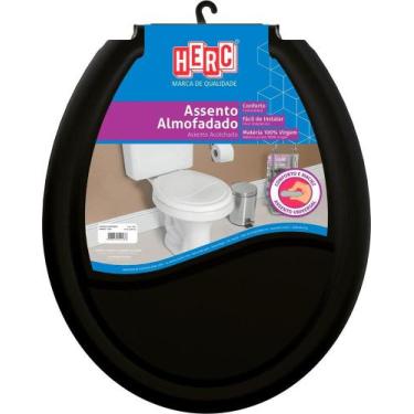 Imagem de Assento Tampa Vaso Sanitário Almofadado Prime Preto Herc