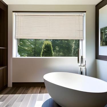 Imagem de Persiana Horizontal PVC Block Bege 120 (L) x 220 (A) Cm Lâminas Alta Cobertura e Kit de Instalação