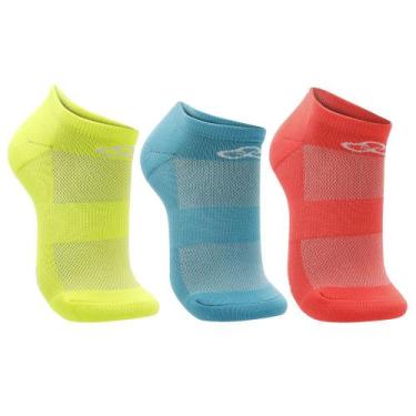 Imagem de Meia Olympikus Cano Invisível Neon Pacote c/ 3 pares Feminina, Amarelo