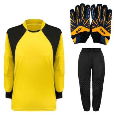 Imagem de Kit de Goleiro Infantil Camisa + Calça Acolchoada + Luva  - TRB, Amare