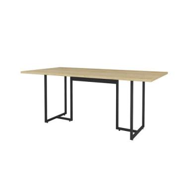 Imagem de Mesa de Jantar Retangular Lina 180 cm Natural Base Metálica Industrial