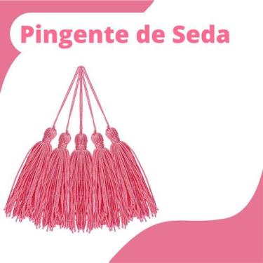 Imagem de Pingente De Seda Tassel - Franja - Rosa Chiclete  - Com 100 Unidades -