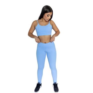 Imagem de Kit Conjunto Premium Poliamida Top + Calça Fitness - Jinkingstore, Azu